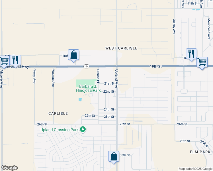 map of restaurants, bars, coffee shops, grocery stores, and more near 7312 21st Street in Lubbock