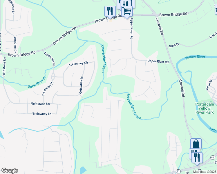 map of restaurants, bars, coffee shops, grocery stores, and more near 500 Mincy Way in Covington