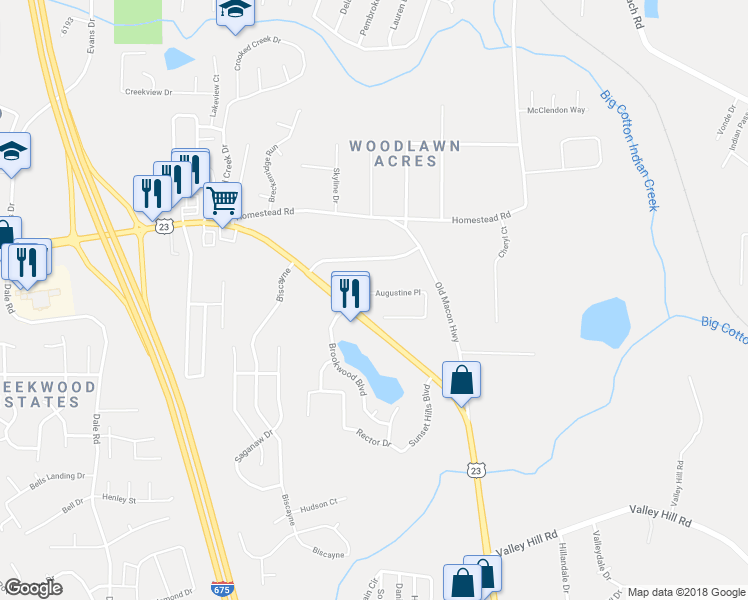 map of restaurants, bars, coffee shops, grocery stores, and more near 3811 Augustine Place in Rex