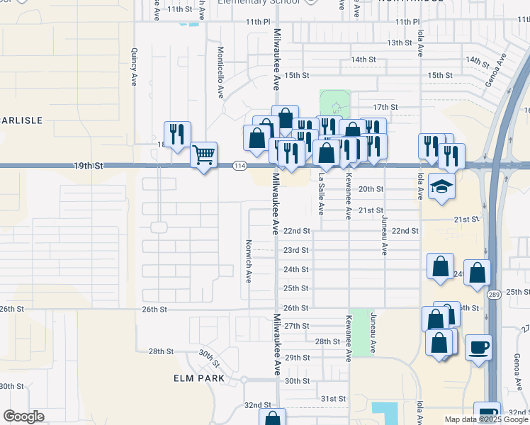 map of restaurants, bars, coffee shops, grocery stores, and more near 6508 21st Street in Lubbock