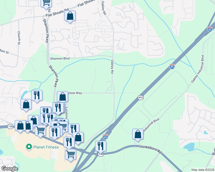 map of restaurants, bars, coffee shops, grocery stores, and more near 6501 Mall Boulevard in Union City