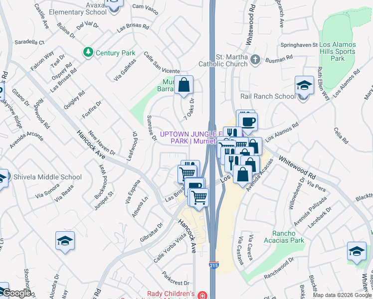 map of restaurants, bars, coffee shops, grocery stores, and more near 39799 Sunrose Drive in Murrieta