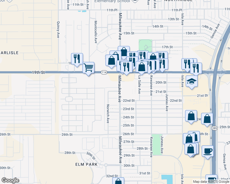 map of restaurants, bars, coffee shops, grocery stores, and more near 6508 21st Street in Lubbock