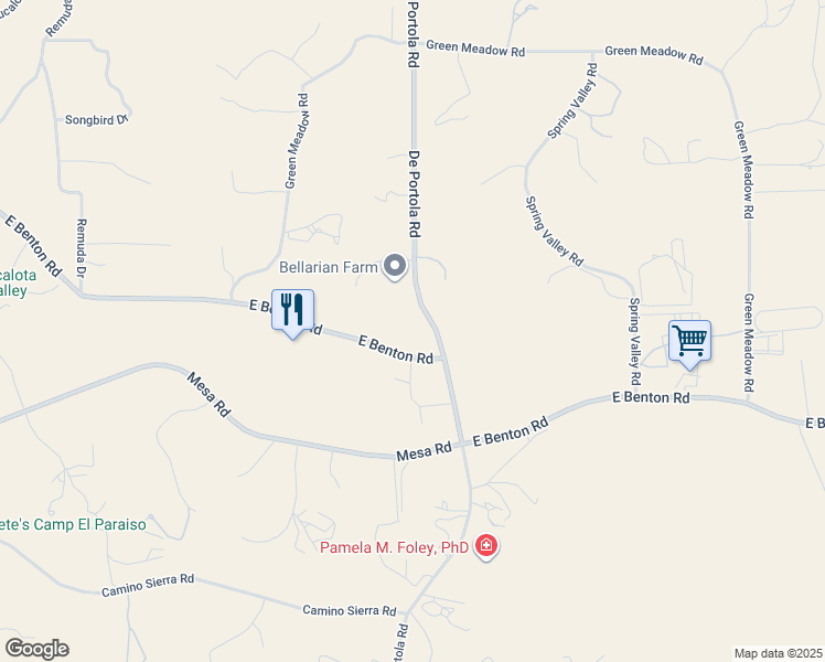 map of restaurants, bars, coffee shops, grocery stores, and more near 39010 East Benton Road in Temecula