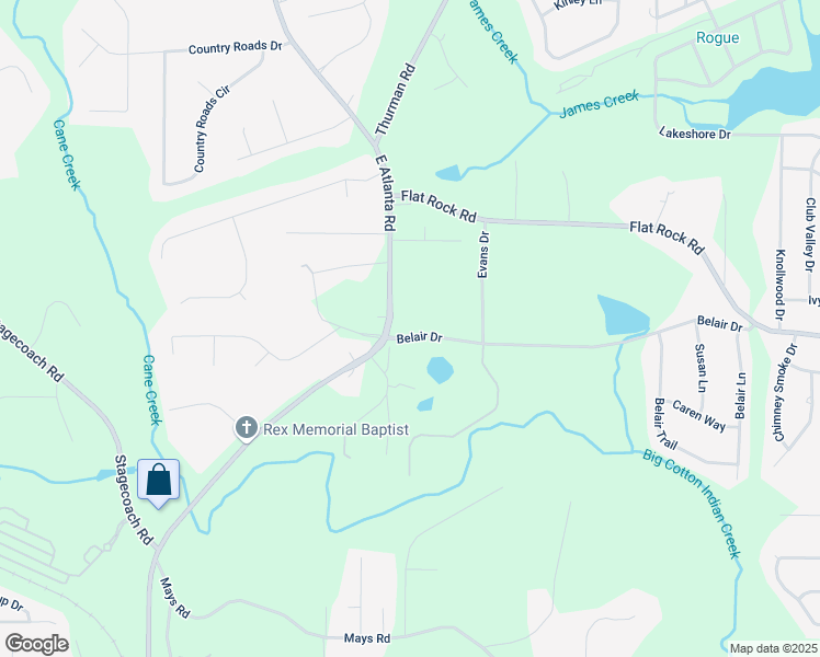 map of restaurants, bars, coffee shops, grocery stores, and more near 59 Belair Drive in Stockbridge