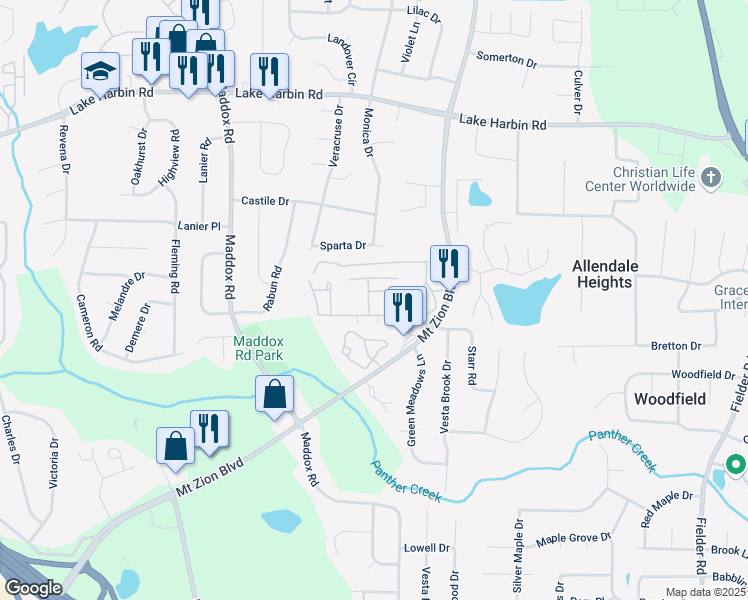 map of restaurants, bars, coffee shops, grocery stores, and more near 6593 Sleepy Hollow Lane in Morrow