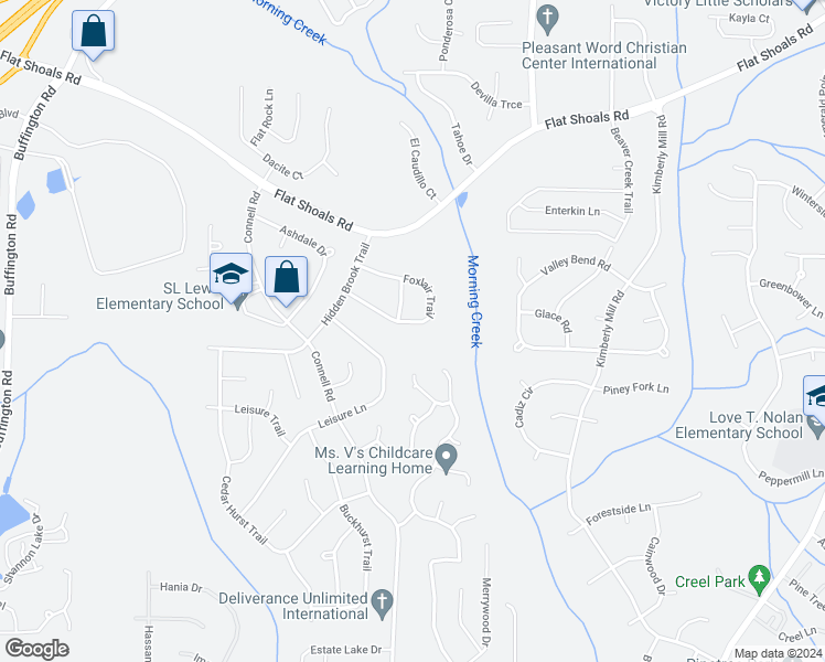 map of restaurants, bars, coffee shops, grocery stores, and more near 2750 Foxlair Trail in College Park