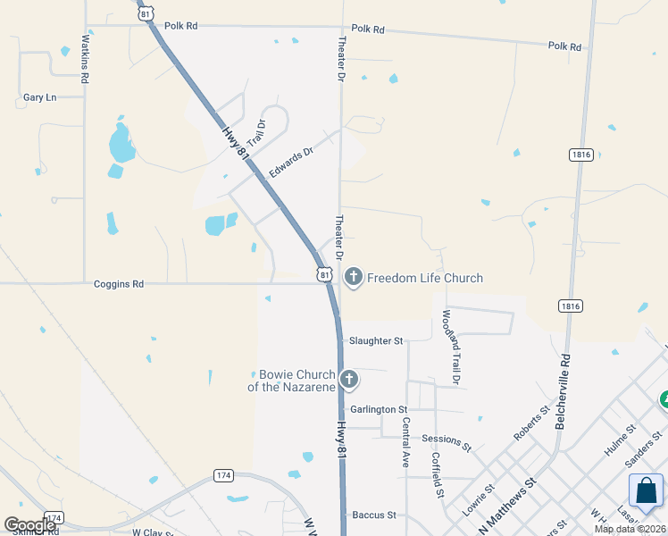 map of restaurants, bars, coffee shops, grocery stores, and more near 108 South Parker Drive in Bowie