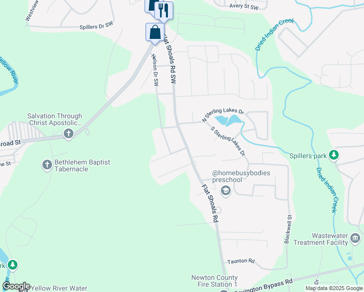 map of restaurants, bars, coffee shops, grocery stores, and more near 9248 Flat Shoals Road Southwest in Covington