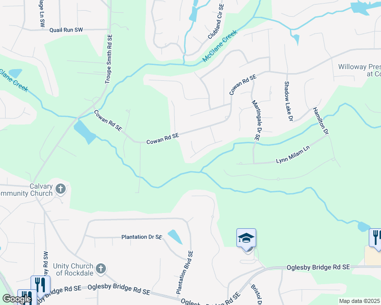 map of restaurants, bars, coffee shops, grocery stores, and more near 500 Nicole Court in Conyers