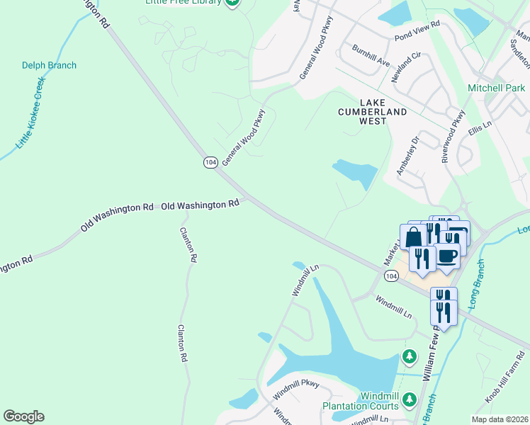 map of restaurants, bars, coffee shops, grocery stores, and more near 4490 Washington Road in Evans