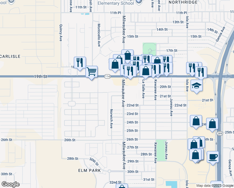 map of restaurants, bars, coffee shops, grocery stores, and more near 6508 21st Street in Lubbock