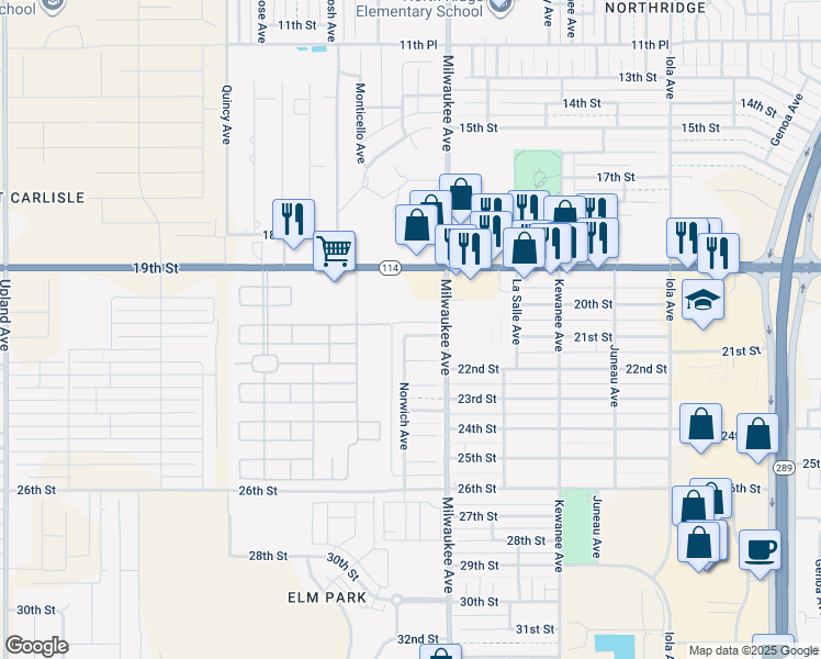 map of restaurants, bars, coffee shops, grocery stores, and more near 6508 21st Street in Lubbock