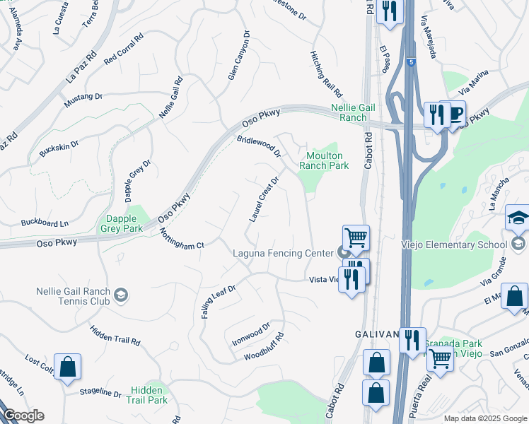 map of restaurants, bars, coffee shops, grocery stores, and more near 26631 Laurel Crest Drive in Laguna Hills