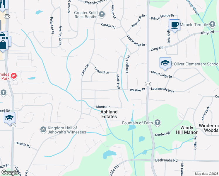 map of restaurants, bars, coffee shops, grocery stores, and more near 1971 Westley Drive in Riverdale
