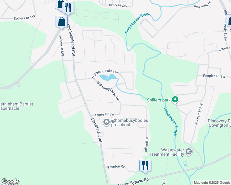 map of restaurants, bars, coffee shops, grocery stores, and more near 9135 South Sterling Lakes Drive in Covington