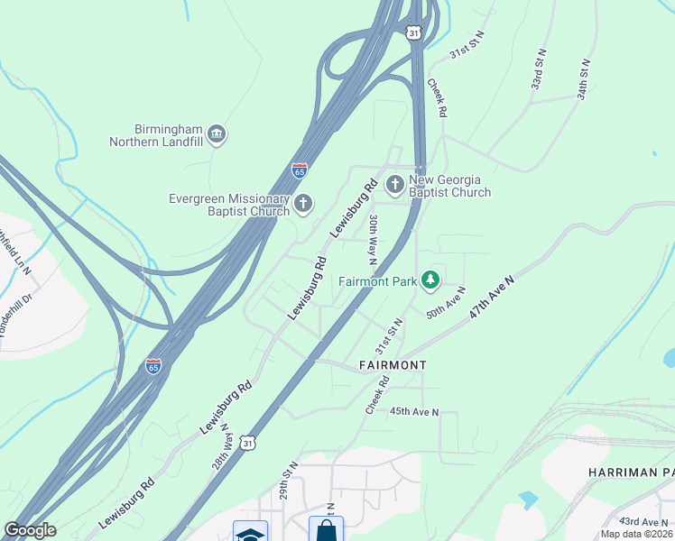 map of restaurants, bars, coffee shops, grocery stores, and more near 5113 30th Street North in Birmingham