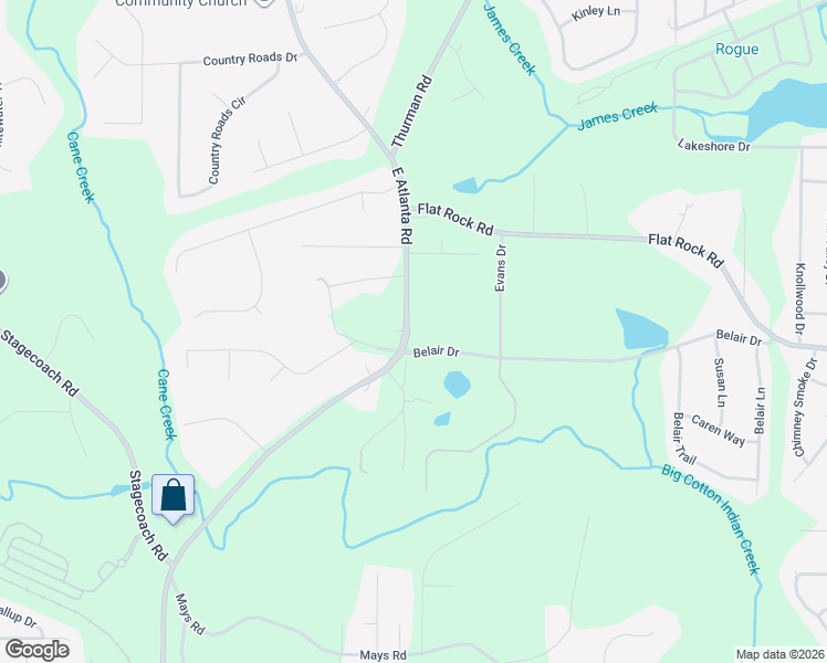 map of restaurants, bars, coffee shops, grocery stores, and more near 1198 East Atlanta Road in Stockbridge