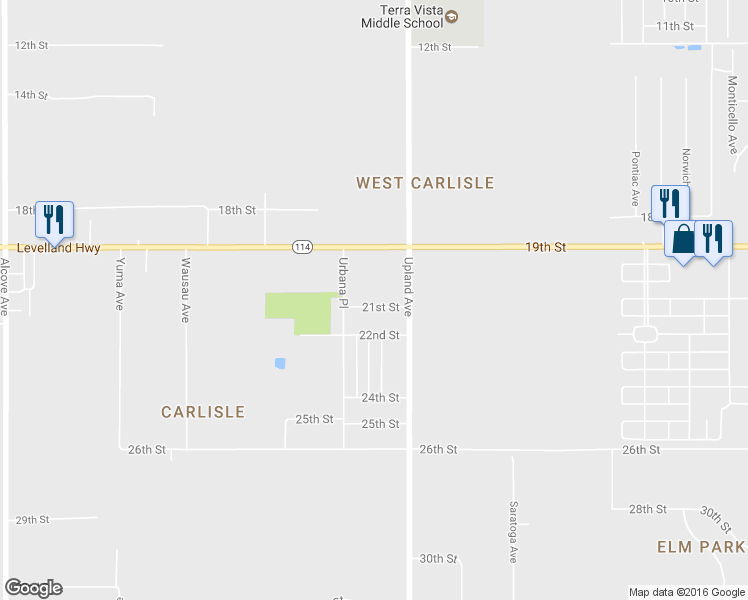 map of restaurants, bars, coffee shops, grocery stores, and more near 7312 21st Street in Lubbock