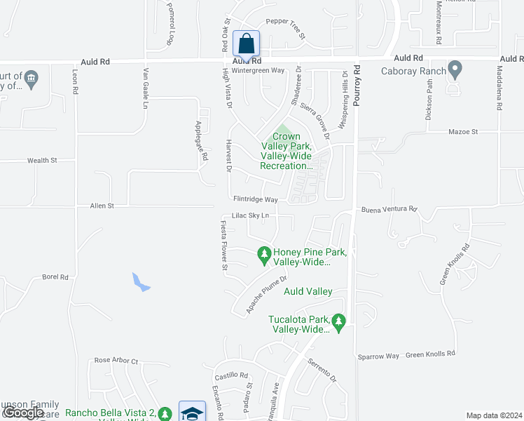map of restaurants, bars, coffee shops, grocery stores, and more near 31682 Lilac Sky Lane in Murrieta