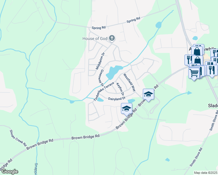 map of restaurants, bars, coffee shops, grocery stores, and more near 70 Timberlake Terrace in Covington