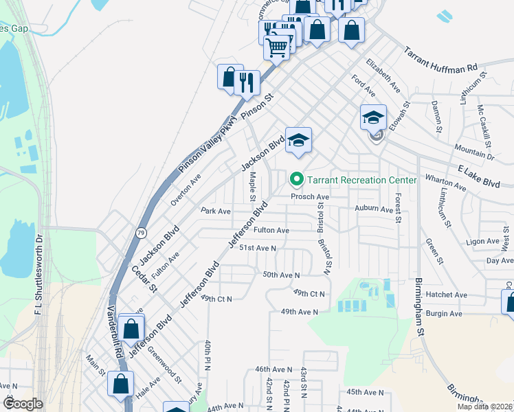 map of restaurants, bars, coffee shops, grocery stores, and more near 1206 Jefferson Boulevard in Birmingham