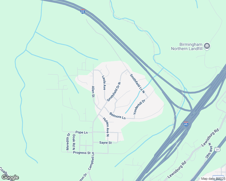 map of restaurants, bars, coffee shops, grocery stores, and more near 4809 North Smithfield Drive in Birmingham