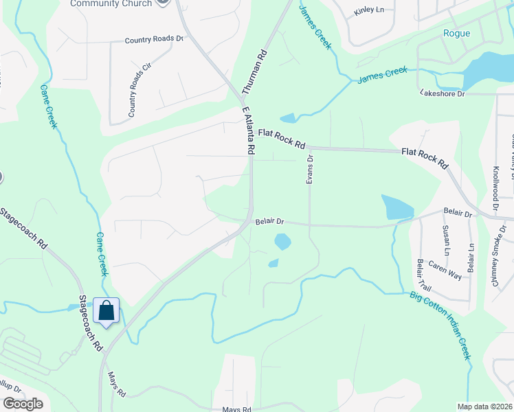 map of restaurants, bars, coffee shops, grocery stores, and more near 1198 East Atlanta Road in Stockbridge
