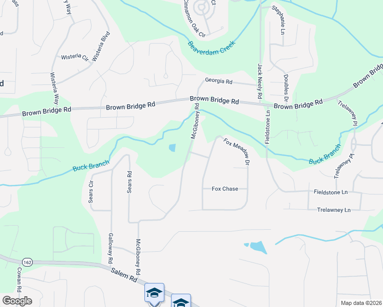 map of restaurants, bars, coffee shops, grocery stores, and more near 406 McGiboney Road in Covington