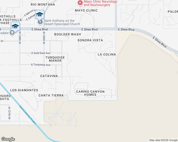 map of restaurants, bars, coffee shops, grocery stores, and more near 13358 East Mountain View Road in Scottsdale