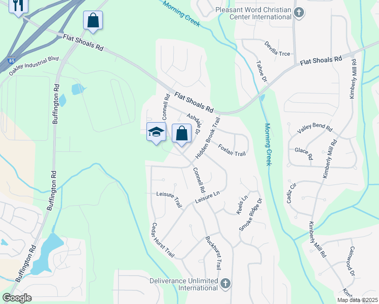 map of restaurants, bars, coffee shops, grocery stores, and more near 6590 Ashdale Dr in College Park