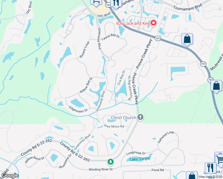 map of restaurants, bars, coffee shops, grocery stores, and more near 4101 Eva Bay Drive in Murrells Inlet