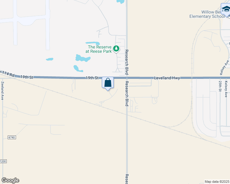 map of restaurants, bars, coffee shops, grocery stores, and more near 9601 19th Street in Lubbock