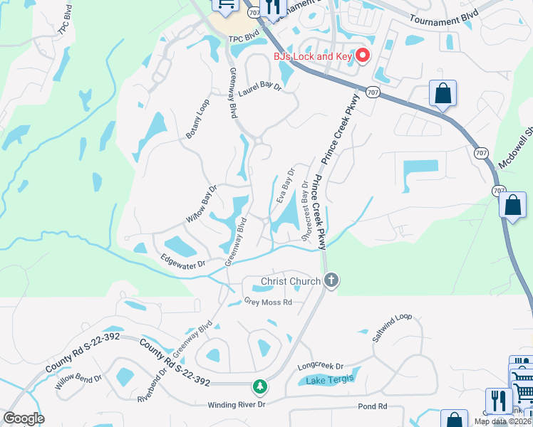map of restaurants, bars, coffee shops, grocery stores, and more near 4101 Eva Bay Drive in Murrells Inlet