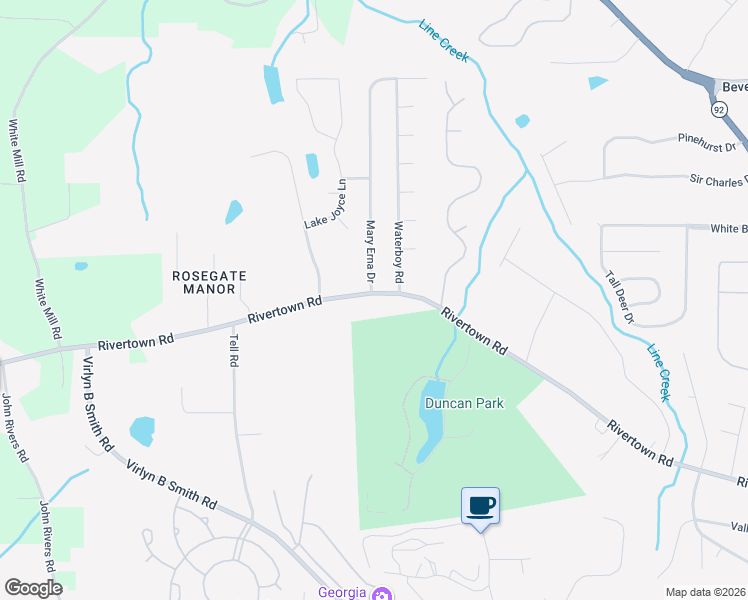 map of restaurants, bars, coffee shops, grocery stores, and more near 6570 RiverTown Road in Fairburn