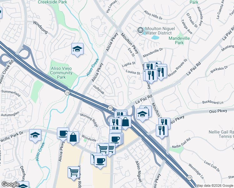 map of restaurants, bars, coffee shops, grocery stores, and more near 3 Primrose in Laguna Hills