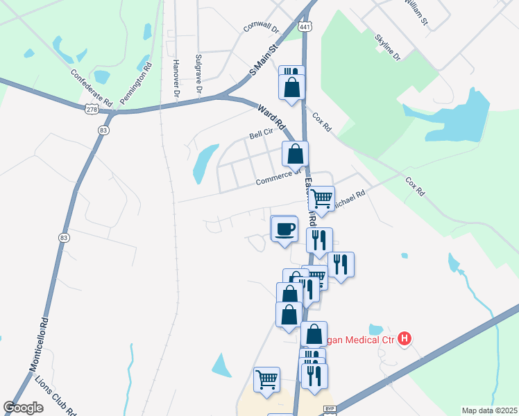 map of restaurants, bars, coffee shops, grocery stores, and more near Micha Way in Madison