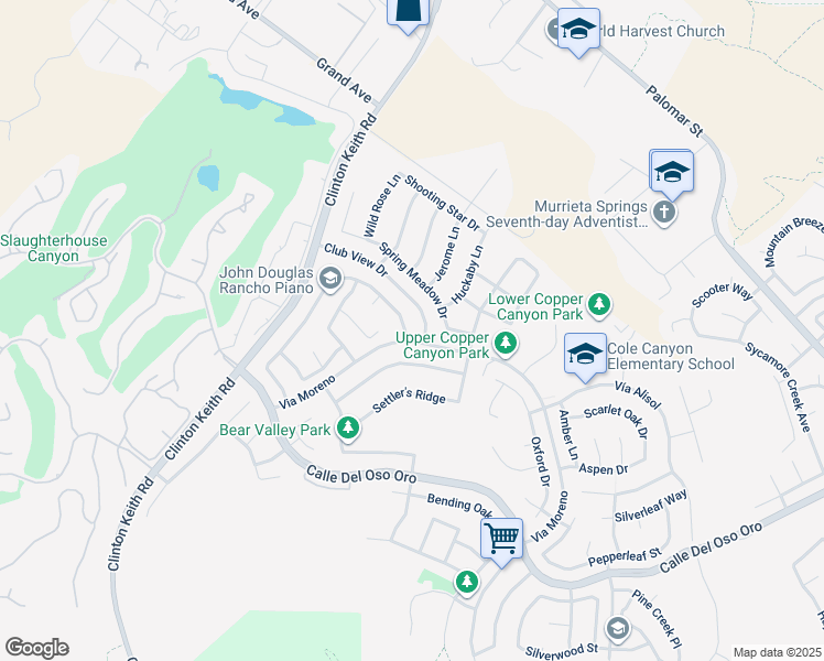map of restaurants, bars, coffee shops, grocery stores, and more near 23260 Joaquin Ridge Drive in Murrieta