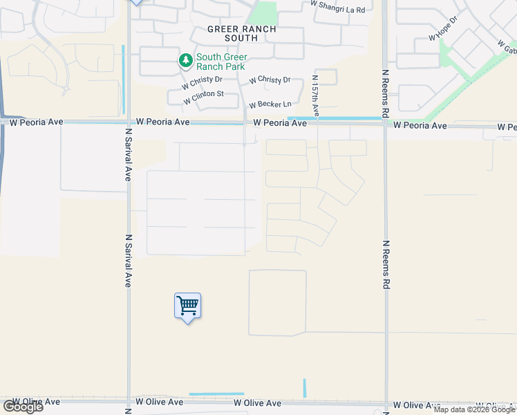 map of restaurants, bars, coffee shops, grocery stores, and more near 15833 West Cheryl Court in Waddell