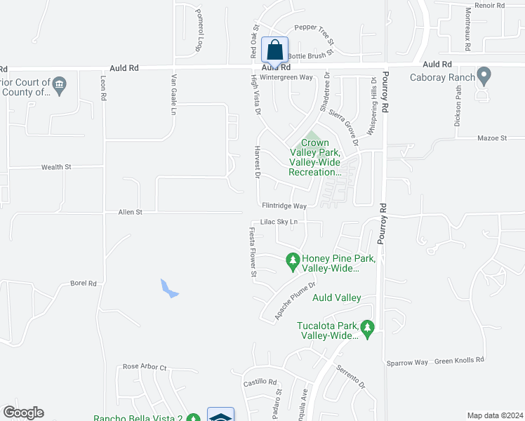 map of restaurants, bars, coffee shops, grocery stores, and more near 31565 Flintridge Way in Murrieta