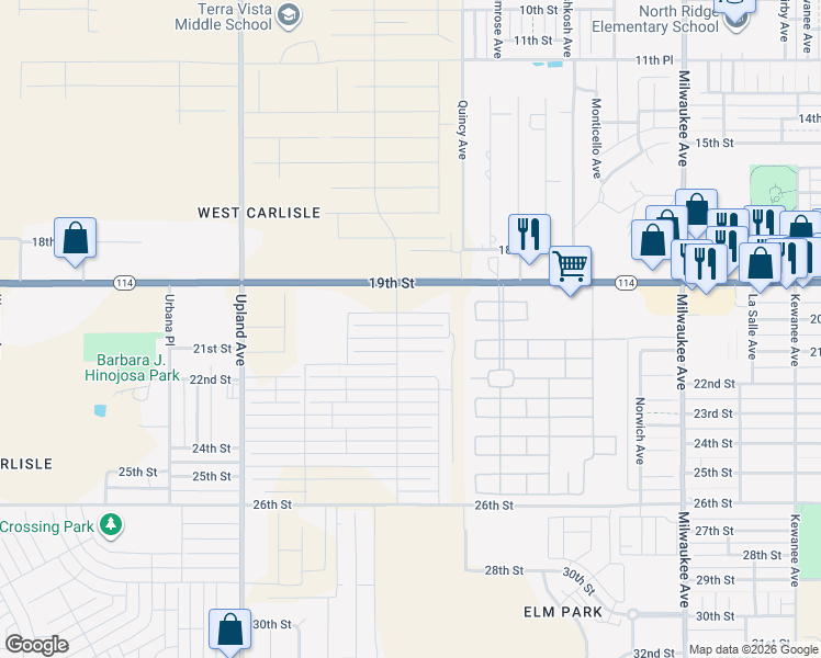map of restaurants, bars, coffee shops, grocery stores, and more near 6931 20th Street in Lubbock