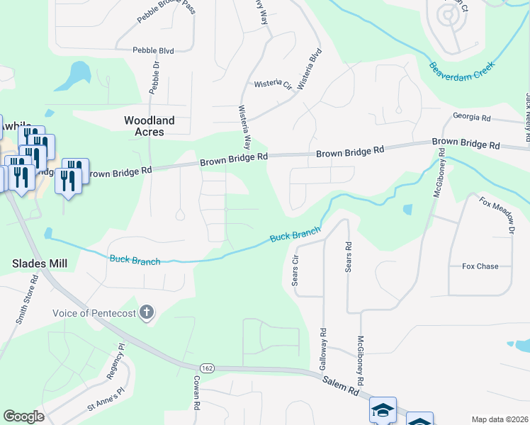 map of restaurants, bars, coffee shops, grocery stores, and more near 330 Skipjack Court in Covington