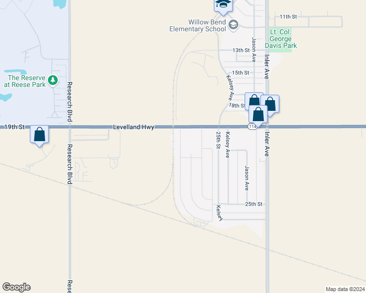 map of restaurants, bars, coffee shops, grocery stores, and more near 9055-9197 Levelland Highway in Lubbock