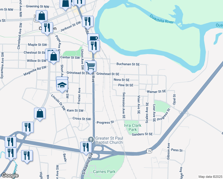 map of restaurants, bars, coffee shops, grocery stores, and more near 604 Newton Avenue Southeast in Camden