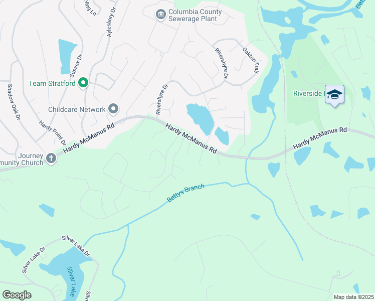 map of restaurants, bars, coffee shops, grocery stores, and more near 4614 Hardy McManus Road in Evans