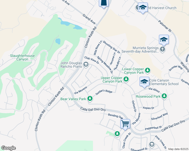 map of restaurants, bars, coffee shops, grocery stores, and more near 37440 Cole Creek Court in Murrieta