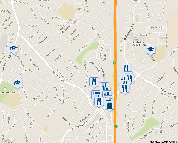 map of restaurants, bars, coffee shops, grocery stores, and more near 39692 Sunrose Drive in Murrieta