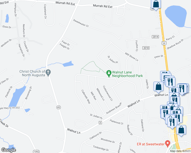 map of restaurants, bars, coffee shops, grocery stores, and more near 474 Saint Julian Place in North Augusta
