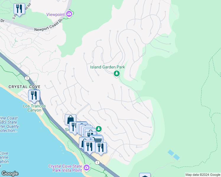 map of restaurants, bars, coffee shops, grocery stores, and more near 5 Currents in Newport Beach
