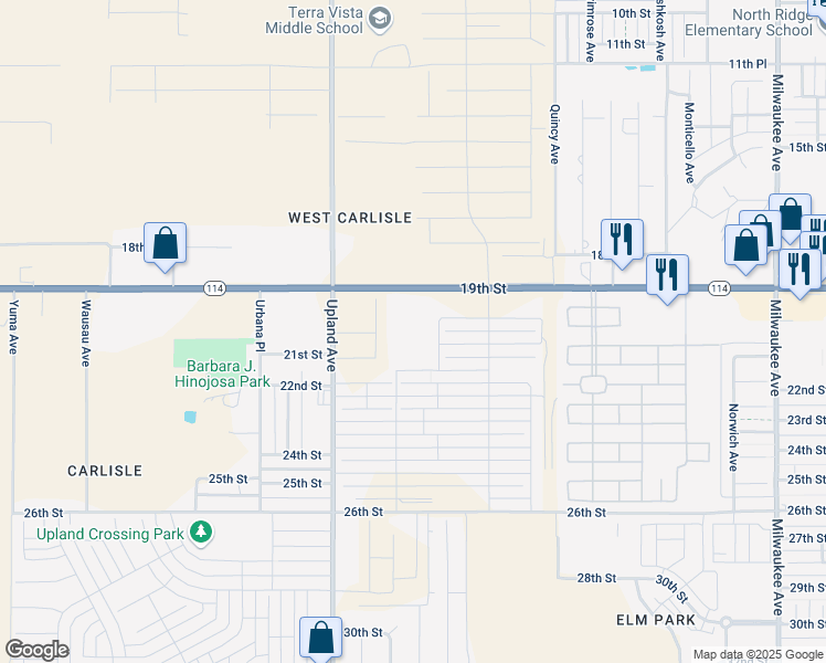 map of restaurants, bars, coffee shops, grocery stores, and more near 7213 19th Street in Lubbock